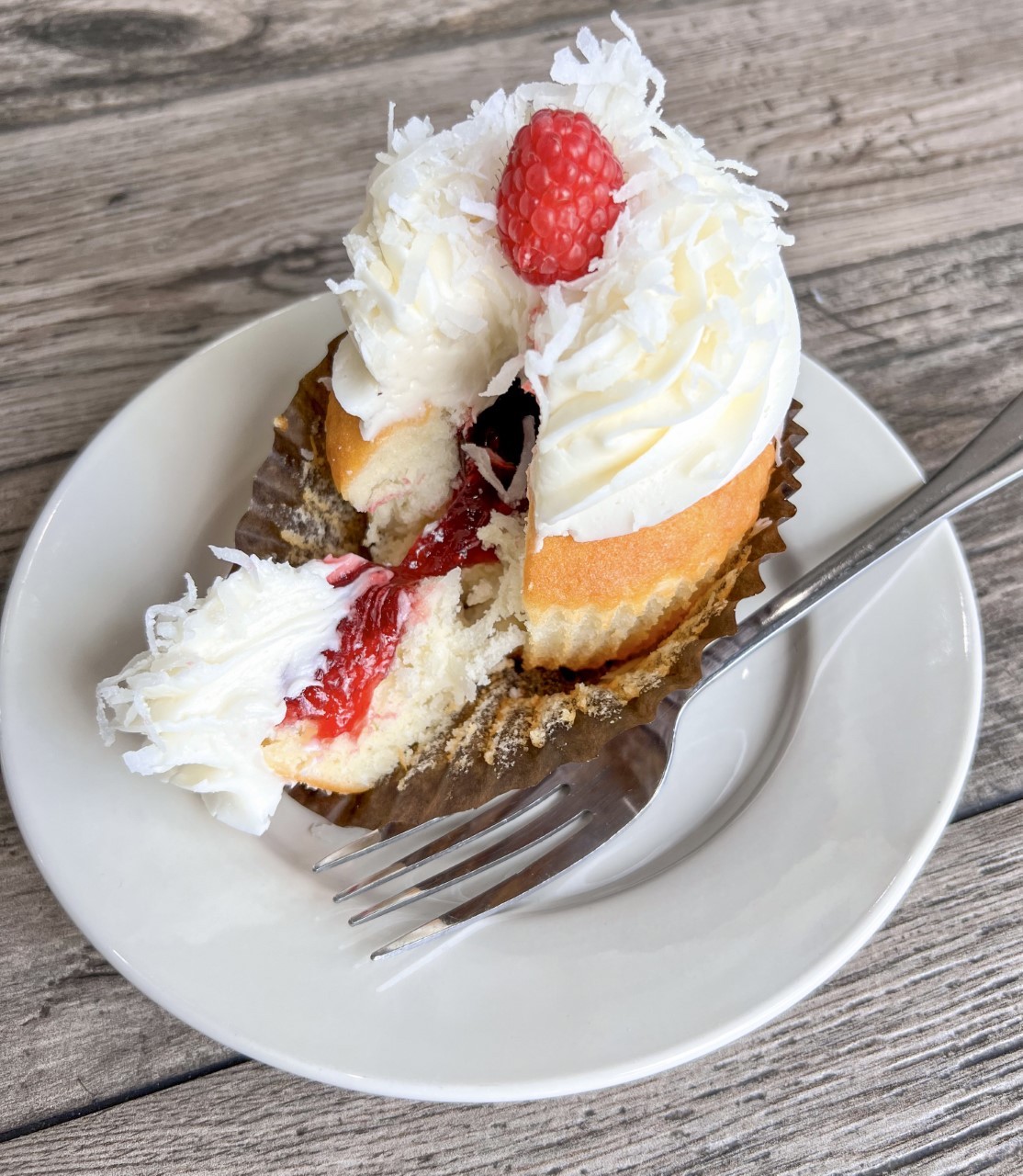 Coconut Raspberry Cupcake | Cinco Ranch Store